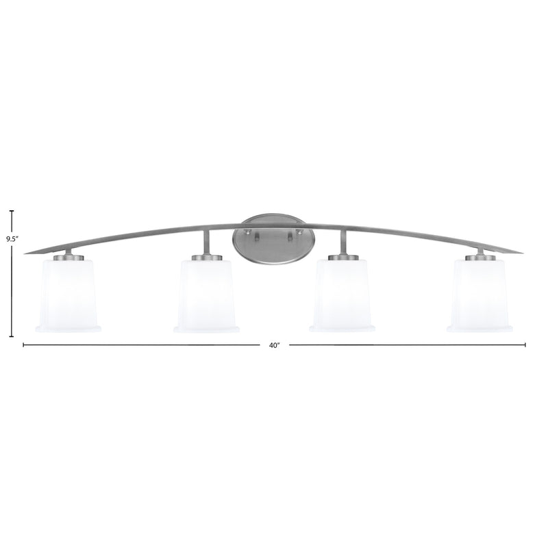 Toltec Kurve 4-Light Bath Bar | Graphite Steel and White Opal Glass | Bathroom & Vanity | 7 x 9.5 in | Model 3724-GP-5031
