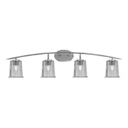 Toltec Kurve 4-Light Bath Bar | Graphite Steel and Smoke Bubble Glass | Bathroom & Vanity | 7 x 9.5 in | Model 3724-GP-5032