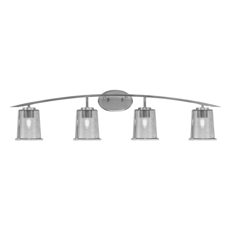Toltec Kurve 4-Light Bath Bar | Graphite Steel and Smoke Bubble Glass | Bathroom & Vanity | 7 x 9.5 in | Model 3724-GP-5032