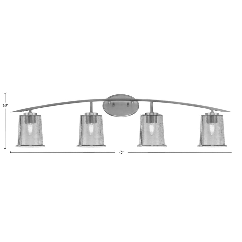 Toltec Kurve 4-Light Bath Bar | Graphite Steel and Smoke Bubble Glass | Bathroom & Vanity | 7 x 9.5 in | Model 3724-GP-5032