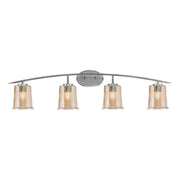Toltec Kurve 4-Light Bath Bar | Modern Graphite Steel and Amber Bubble Glass | Bathroom Vanity & Powder Room | 7 x 9.5 in | Model 3724-GP-5033