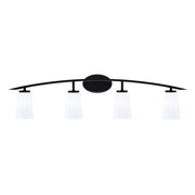 Toltec Kurve 4-Light Bath Bar | Modern Matte Black Steel and White Opal Glass | Bathroom & Powder Room Vanity | 7.25 x 10.5 in | Model 3724-MB-261