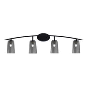 Toltec Kurve 4-Light Bath Bar | Modern Matte Black Steel and Smoke Bubble Glass | Bathroom & Powder Room Vanity | 7.25 x 10.5 in | Model 3724-MB-262
