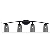 Toltec Kurve 4-Light Bath Bar | Modern Matte Black Steel and Smoke Bubble Glass | Bathroom & Powder Room Vanity | 7.25 x 10.5 in | Model 3724-MB-262
