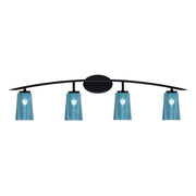 Toltec Kurve 4-Light Bath Bar | Modern Matte Black Steel and Blue Gradient Glass | Bathroom & Powder Room Vanity | 7.25 x 10.5 in | Model 3724-MB-265