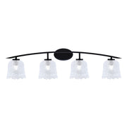 Toltec Kurve 4-Light Bath Bar | Modern Matte Black Steel and Clear Lava Glass | Bathroom Vanity Light | 7.5 x 10.25 in | Model 3724-MB-4230
