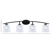 Toltec Kurve 4-Light Bath Bar | Modern Matte Black Steel and Clear Lava Glass | Bathroom Vanity Light | 7.5 x 10.25 in | Model 3724-MB-4230