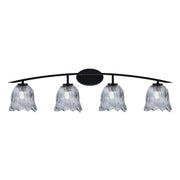 Toltec Kurve 4-Light Bath Bar | Matte Black Steel and Smoke Lava Glass | Bathroom Vanity Light | 7.5 x 10.25 in | Model 3724-MB-4232