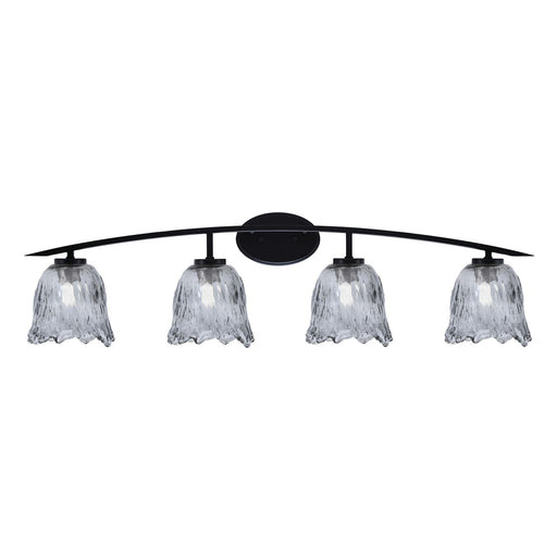 Toltec Kurve 4-Light Bath Bar | Matte Black Steel and Smoke Lava Glass | Bathroom Vanity Light | 7.5 x 10.25 in | Model 3724-MB-4232