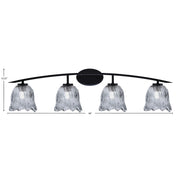 Toltec Kurve 4-Light Bath Bar | Matte Black Steel and Smoke Lava Glass | Bathroom Vanity Light | 7.5 x 10.25 in | Model 3724-MB-4232