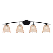 Toltec Kurve 4-Light Bath Bar | Matte Black Steel and Amber Lava Glass | Bathroom Vanity Light | 7.5 x 10.25 in | Model 3724-MB-4233