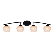 Toltec Kurve 40in 4-Light Bath Bar | Matte Black Steel and Amber Textured Glass | Bathroom Vanity | 40 x 7.75 x 9.5 in | Model 3724-MB-4623