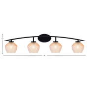 Toltec Kurve 40in 4-Light Bath Bar | Matte Black Steel and Amber Textured Glass | Bathroom Vanity | 40 x 7.75 x 9.5 in | Model 3724-MB-4623