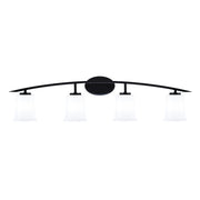 Toltec Kurve 4-Light Bath Bar | Modern Matte Black Steel and White Opal Glass | Bathroom Vanity Light | 7 x 9.5 in | Model 3724-MB-5031