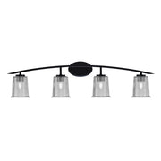 Toltec Kurve 4-Light Bath Bar | Modern Matte Black Steel and Smoke Bubble Glass | Bathroom Vanity Light | 7 x 9.5 in | Model 3724-MB-5032