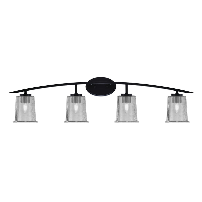 Toltec Kurve 4-Light Bath Bar | Modern Matte Black Steel and Smoke Bubble Glass | Bathroom Vanity Light | 7 x 9.5 in | Model 3724-MB-5032