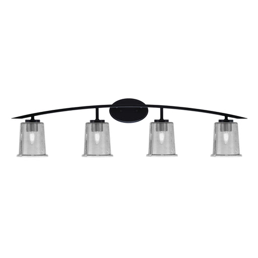 Toltec Kurve 4-Light Bath Bar | Modern Matte Black Steel and Smoke Bubble Glass | Bathroom Vanity Light | 7 x 9.5 in | Model 3724-MB-5032