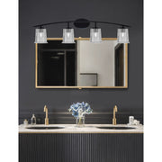 Toltec Kurve 4-Light Bath Bar | Modern Matte Black Steel and Smoke Bubble Glass | Bathroom Vanity Light | 7 x 9.5 in | Model 3724-MB-5032