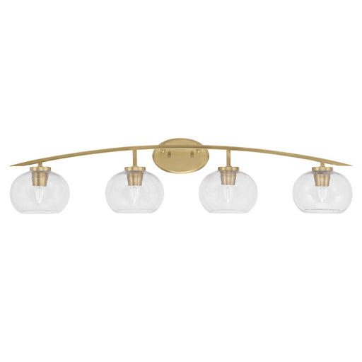 Toltec Kurve 202 4Lt Bath Bar, Brass, 7" Clear Bubble - 3724-NAB-202