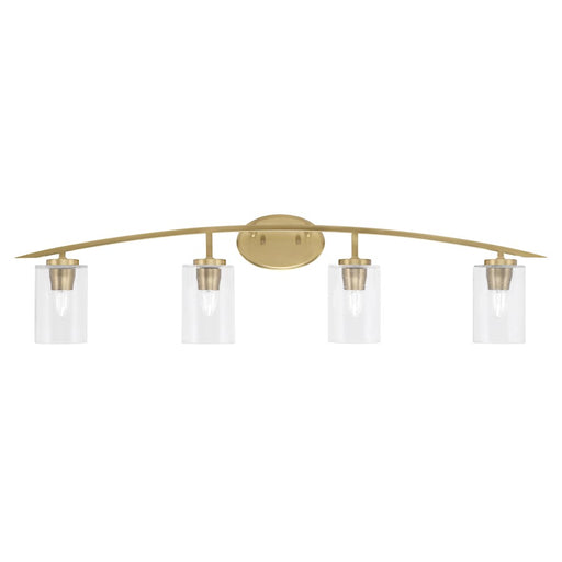 Toltec Kurve 4Lt Bath Bar, Brass, 7" White Muslin - 3724-NAB-212