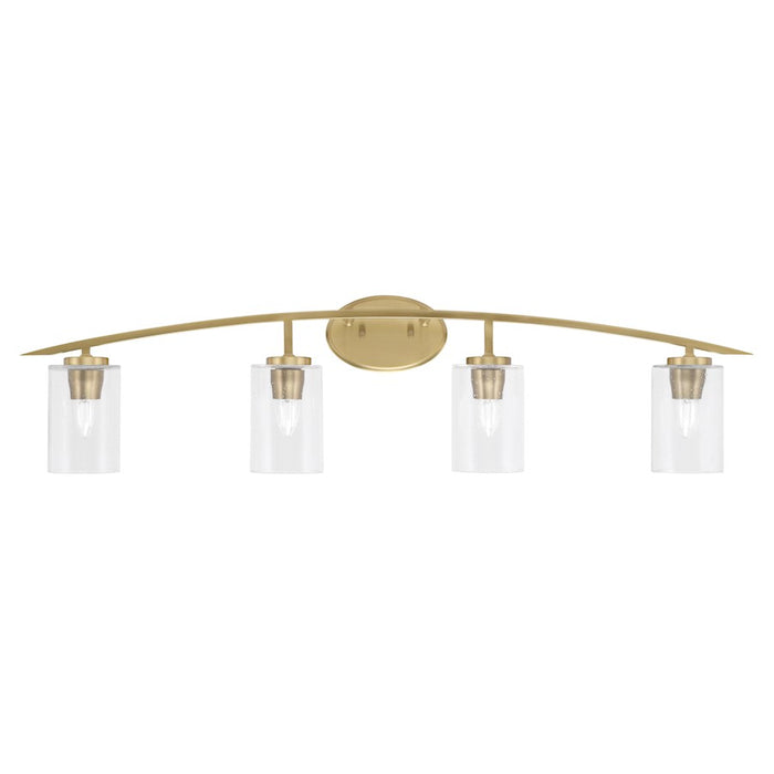 Toltec Kurve 4Lt Bath Bar, Brass, 7" White Muslin - 3724-NAB-212