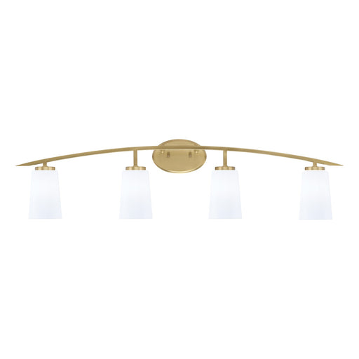 Toltec Kurve 4-Light Bath Bar | New Age Brass Steel and White Opal Glass | Bathroom Vanity Light | 7.25 x 10.5 in | Model 3724-NAB-261