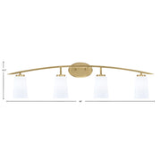 Toltec Kurve 4-Light Bath Bar | New Age Brass Steel and White Opal Glass | Bathroom Vanity Light | 7.25 x 10.5 in | Model 3724-NAB-261