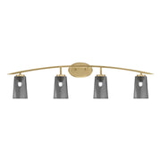 Toltec Kurve 4-Light Bath Bar | New Age Brass Steel and Smoke Bubble Glass | Bathroom Vanity Light | 7.25 x 10.5 in | Model 3724-NAB-262