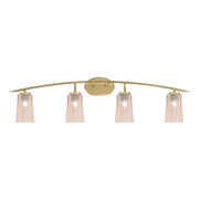 Toltec Kurve 4-Light Bath Bar | Modern New Age Brass and Amber Gradient Glass | Bathroom & Powder Room Vanity Light | 7.25 x 10.5 in | Model 3724-NAB-263