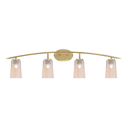 Toltec Kurve 4-Light Bath Bar | Modern New Age Brass and Amber Gradient Glass | Bathroom & Powder Room Vanity Light | 7.25 x 10.5 in | Model 3724-NAB-263