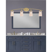 Toltec Kurve 4-Light Bath Bar | Modern New Age Brass and Amber Gradient Glass | Bathroom & Powder Room Vanity Light | 7.25 x 10.5 in | Model 3724-NAB-263