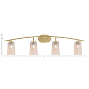 Toltec Kurve 4-Light Bath Bar | Modern New Age Brass and Amber Gradient Glass | Bathroom & Powder Room Vanity Light | 7.25 x 10.5 in | Model 3724-NAB-263