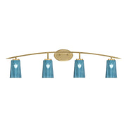 Toltec Kurve 4-Light Bath Bar | Modern New Age Brass and Blue Gradient Glass | Bathroom & Powder Room Vanity Light | 7.25 x 10.5 in | Model 3724-NAB-265