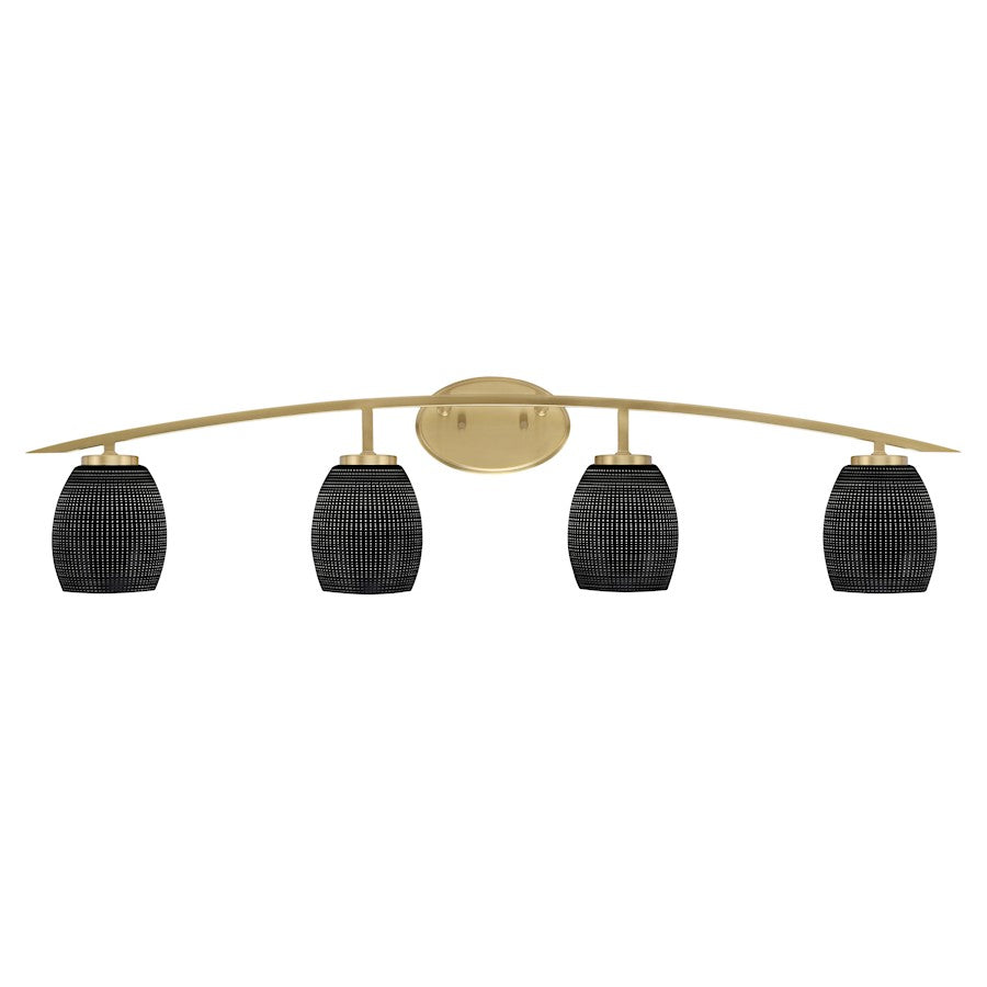 Toltec Kurve 4Lt Bath Bar, Brass, 4" Smoke Bubble - 3724-NAB-3002