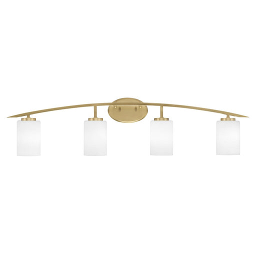 Toltec Kurve 4Lt Bath Bar, Brass, 7" Clear Bubble - 3724-NAB-302