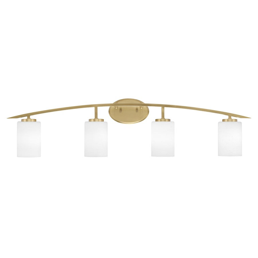 Toltec Kurve 4Lt Bath Bar, Brass, 7" Clear Bubble - 3724-NAB-302