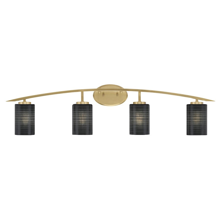 Toltec Kurve 4Lt Bath Bar, Brass, 7" Black Matrix - 3724-NAB-4059