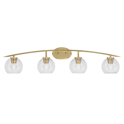 Toltec Kurve 4Lt Bath Bar, Brass, 4" Black Matrix - 3724-NAB-4069