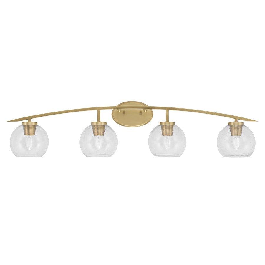 Toltec Kurve 4Lt Bath Bar, Brass, 4" Black Matrix - 3724-NAB-4069