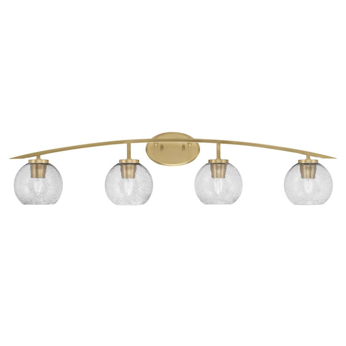 Toltec Kurve 4Lt Bath Bar, Brass, 5.75" White Marble - 3724-NAB-4101