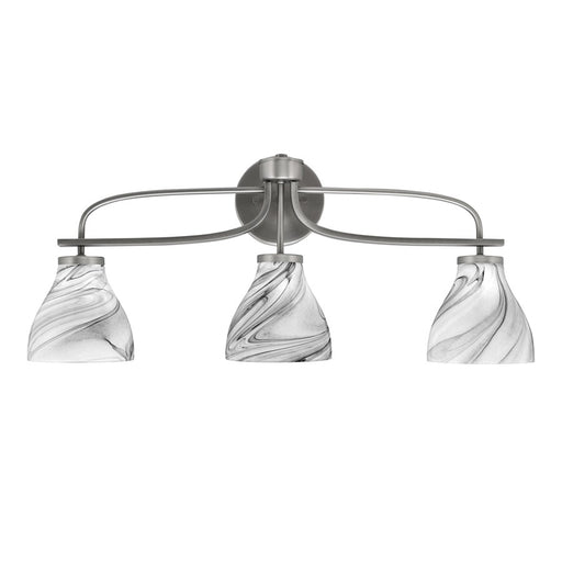 Toltec Kurve 4Lt Bath Bar, Brass, 5.75" White Marble