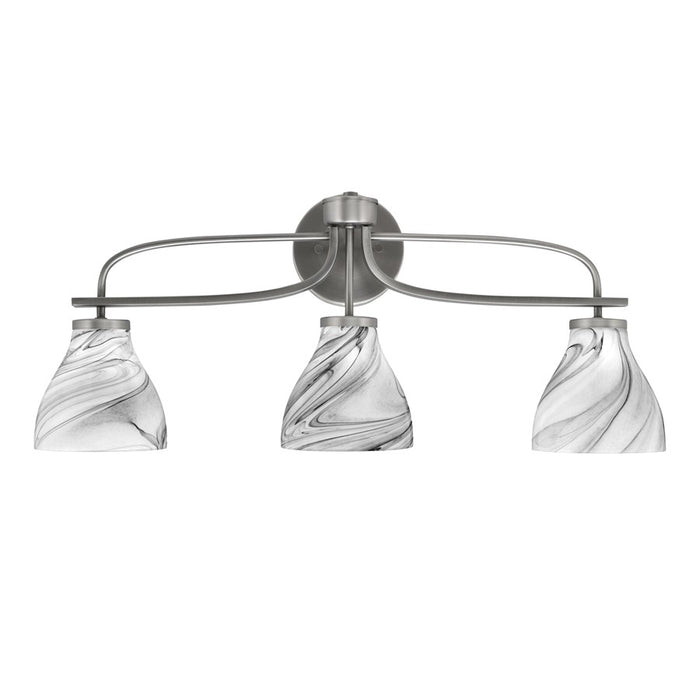 Toltec Kurve 4Lt Bath Bar, Brass, 5.75" White Marble