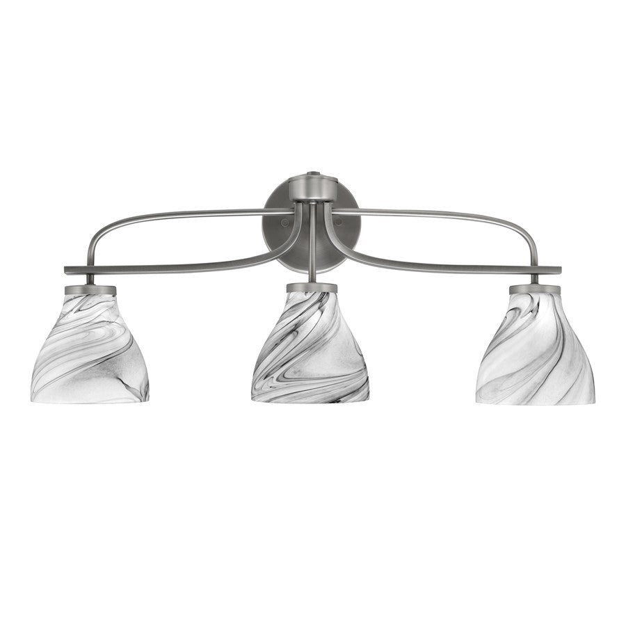 Toltec Kurve 4Lt Bath Bar, Brass, 5.75" White Marble