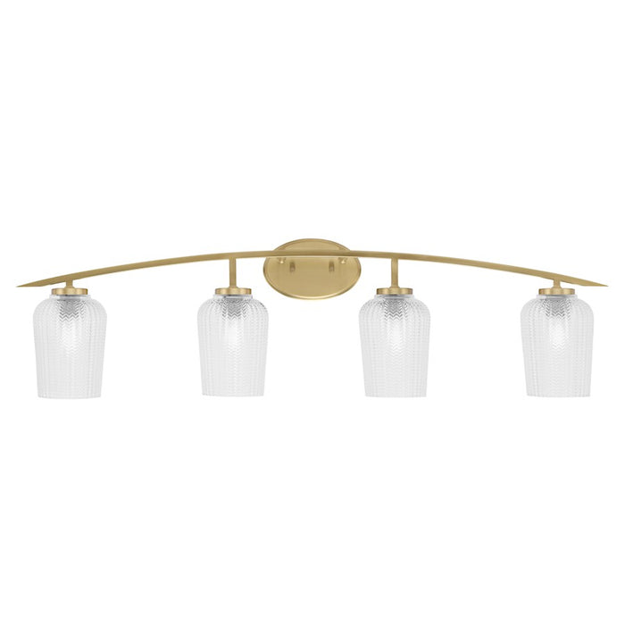 Toltec Kurve 4Lt Bath Bar, Brass, 5.75" Smoke Bubble - 3724-NAB-4102