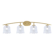 Toltec Kurve 4-Light Bath Bar | Modern New Age Brass and Clear Lava Glass | Bathroom Vanity & Powder Room | 7.5 x 10.25 in | Model 3724-NAB-4230