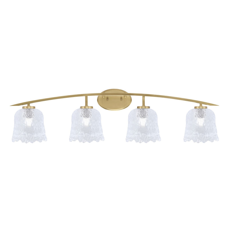 Toltec Kurve 4-Light Bath Bar | Modern New Age Brass and Clear Lava Glass | Bathroom Vanity & Powder Room | 7.5 x 10.25 in | Model 3724-NAB-4230