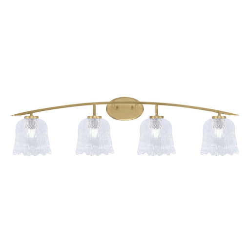 Toltec Kurve 4-Light Bath Bar | Modern New Age Brass and Clear Lava Glass | Bathroom Vanity & Powder Room | 7.5 x 10.25 in | Model 3724-NAB-4230