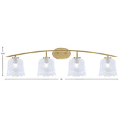 Toltec Kurve 4-Light Bath Bar | Modern New Age Brass and Clear Lava Glass | Bathroom Vanity & Powder Room | 7.5 x 10.25 in | Model 3724-NAB-4230