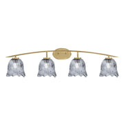 Toltec Kurve 4-Light Bath Bar | Modern New Age Brass and Smoke Lava Glass | Bathroom Vanity & Powder Room | 7.5 x 10.25 in | Model 3724-NAB-4232