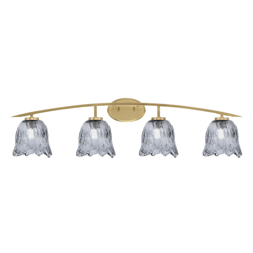 Toltec Kurve 4-Light Bath Bar | Modern New Age Brass and Smoke Lava Glass | Bathroom Vanity & Powder Room | 7.5 x 10.25 in | Model 3724-NAB-4232